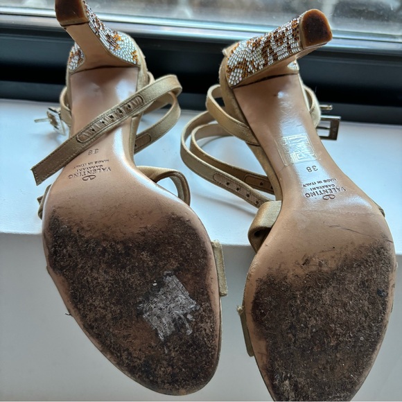 VALENTINO GARAVANI Satin Crystal Embellished Heeled Sandals - Picture 8 of 9